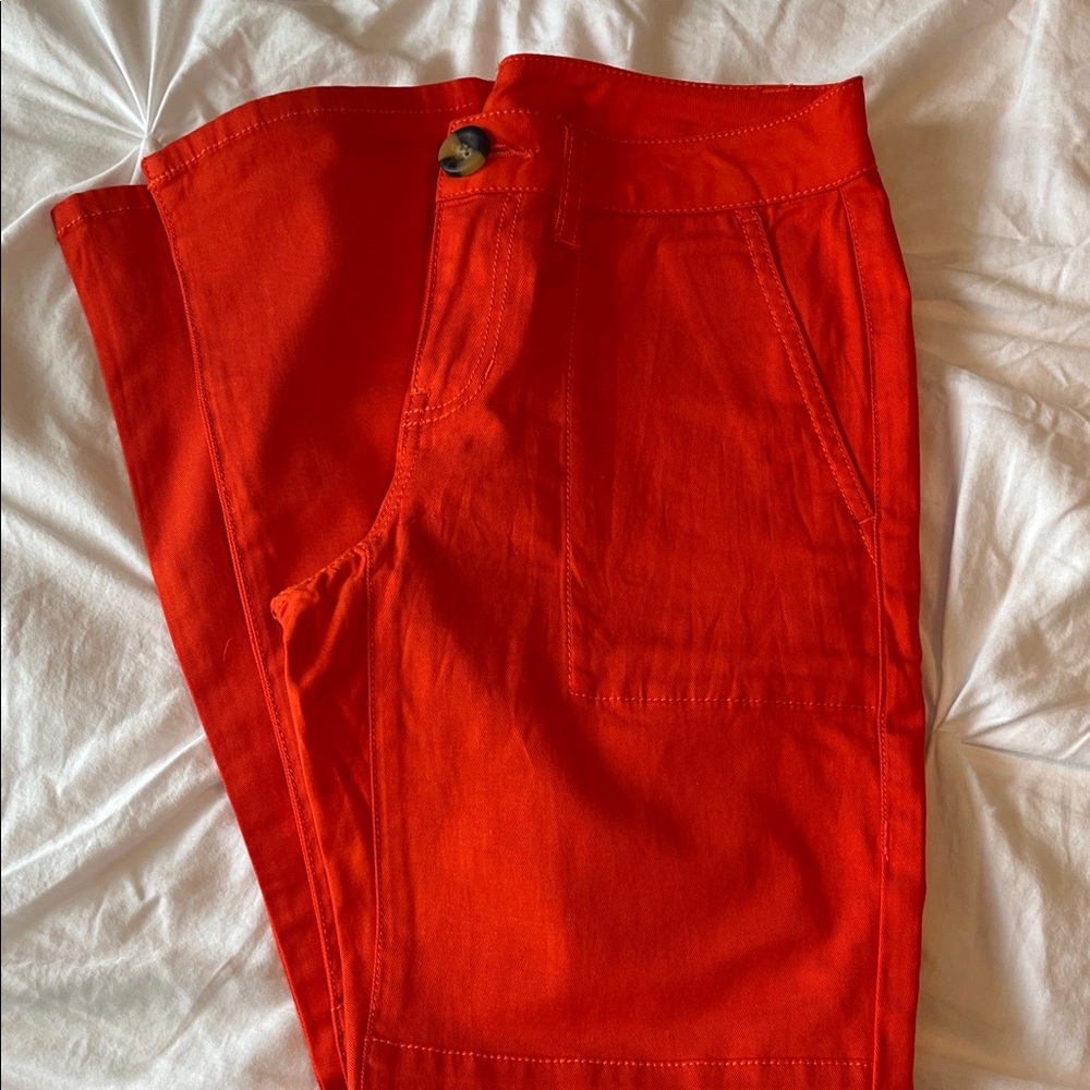 CAbi Women's Straight Leg Pants in Bright Orange